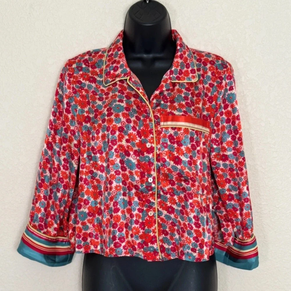NWOT Free People Pajama Talk Womens Floral Pajama Set size medium, adorable - Picture 5 of 11